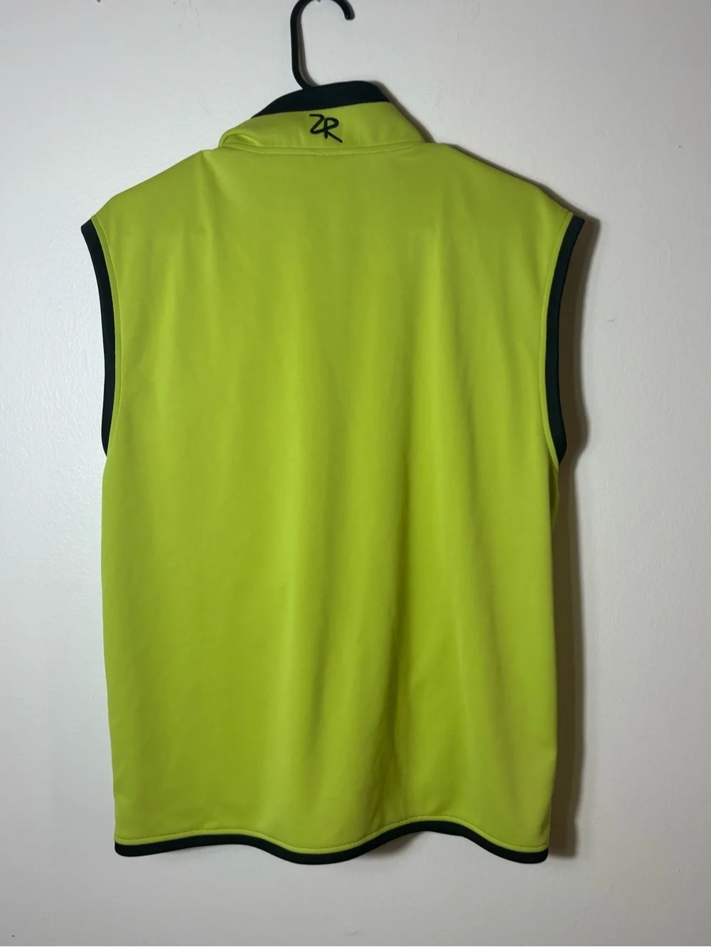 Zero Restriction Mens Golf Vest Lime Green Black Full Zip Softshell Size Large